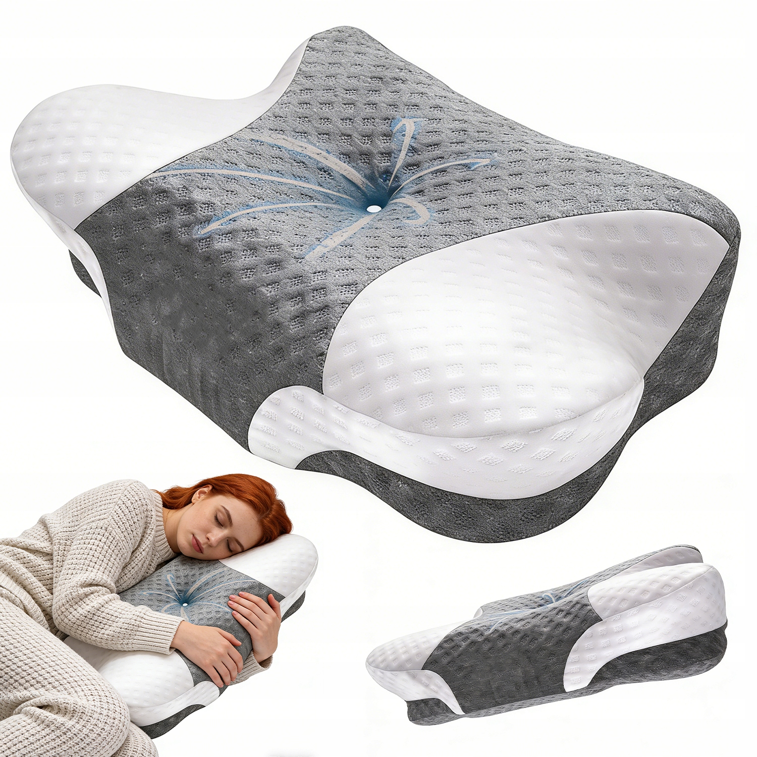 Poduszka Ortopedyczna Memory Foam 2 Wysokości Oddychająca Poszewka Zamek