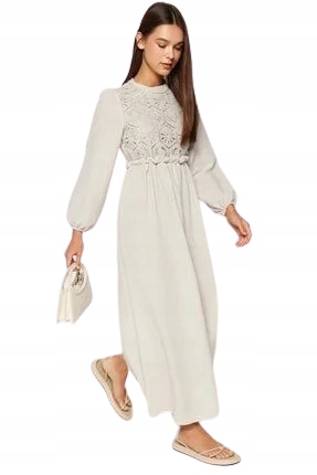 Trendyol Sukienka Długa Z Bufiastymi Rękawami I Ażurowym Gorsetem 42 5AB