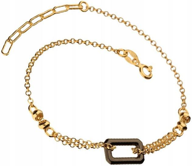 Stříbrný pozlacený náramek 925 s obdélníkem, moderní vzor jako dárek