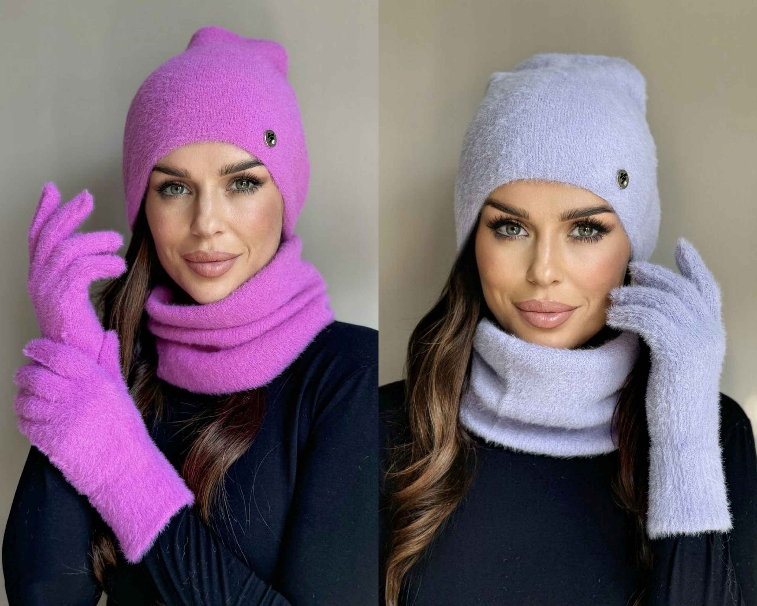 KOMPLET DAMSKI CZAPKA KOMIN GOLF TUBA RĘKAWICZKI ZESTAW CIEPŁY ALPAKA KOLOR Kolor wielokolorowy