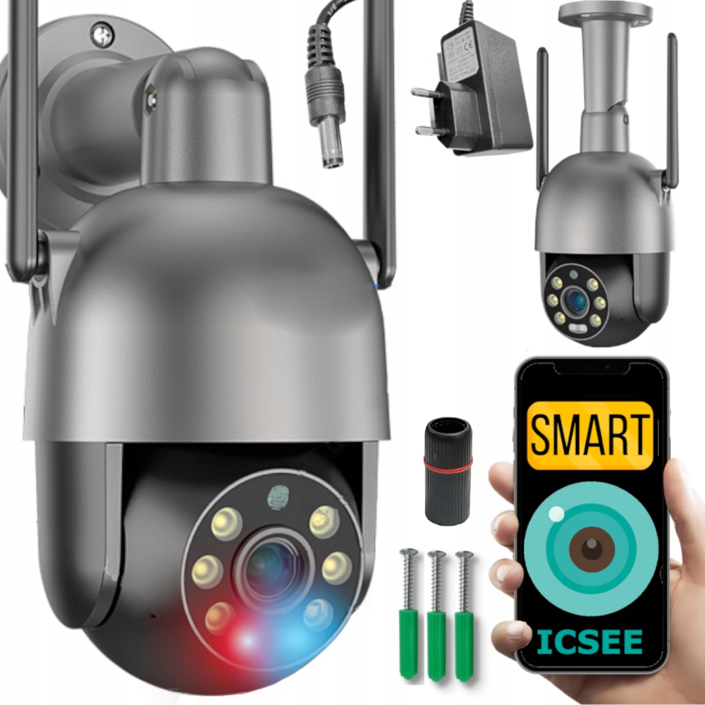 Kamera Zewnętrzna Obrotowa Wifi 8MP Ultra Hd 4K Ir Czujka Ruchu 8MPx Polska