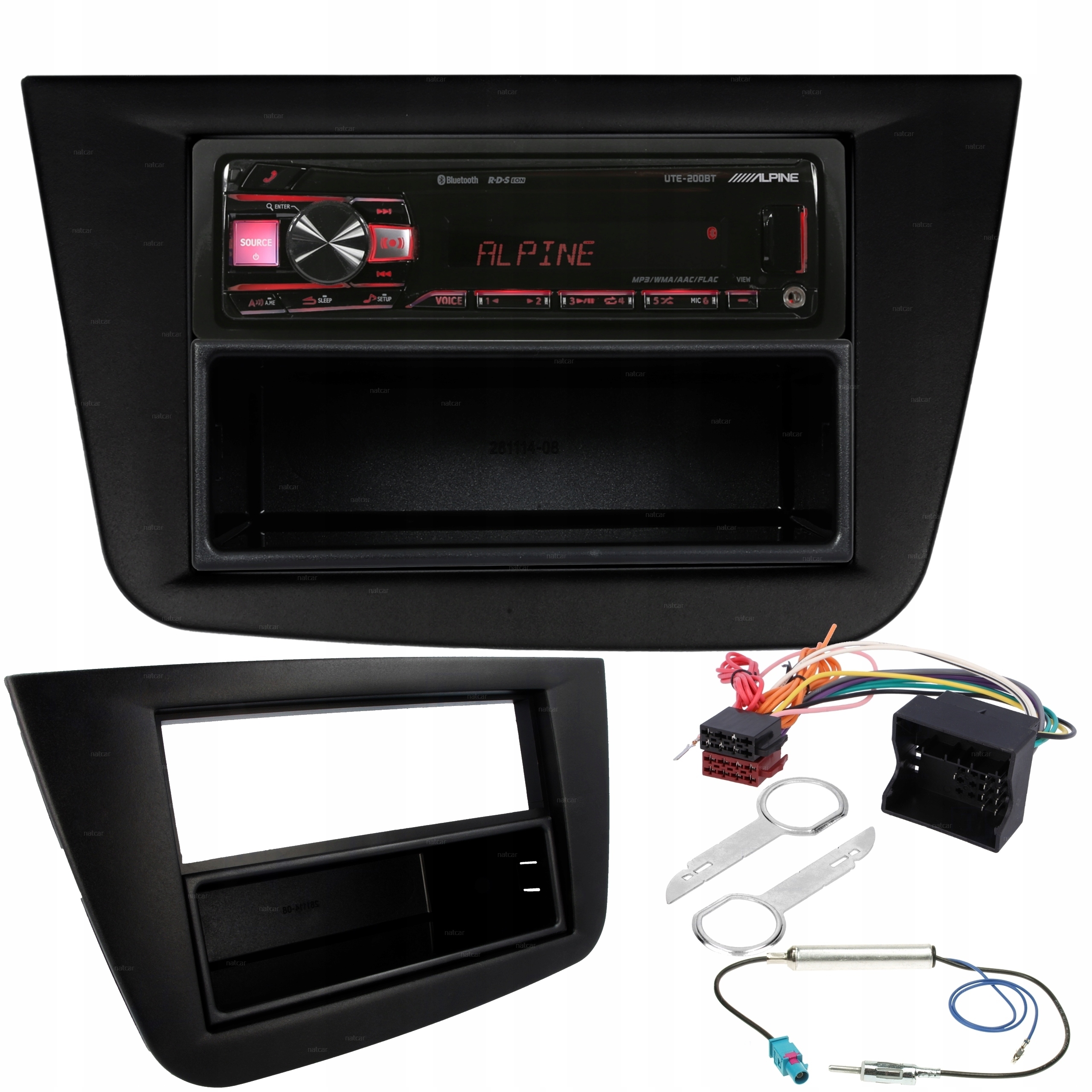 ALPINE RADIO 1DIN BT USB AUX RAMKA SEAT LEON