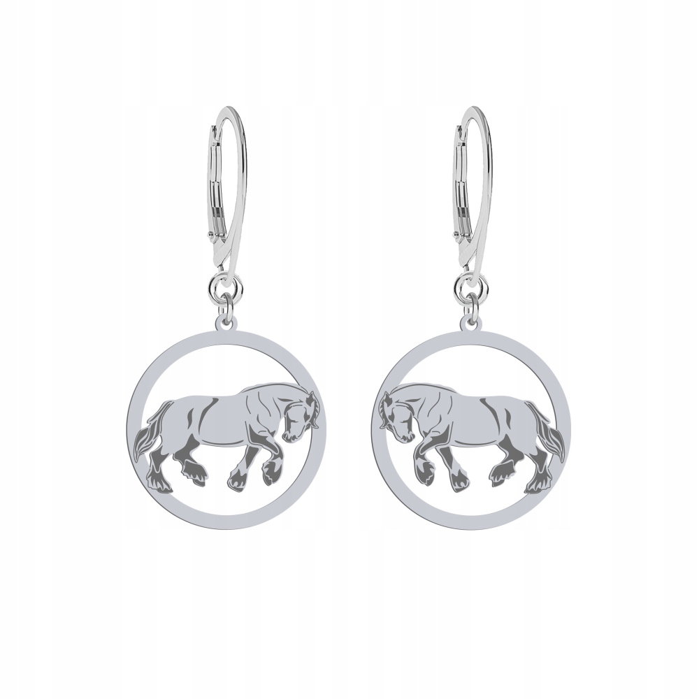 Stříbrné Náušnice s belgickým koněm 925 Dárek Žena Gravírování Bonus