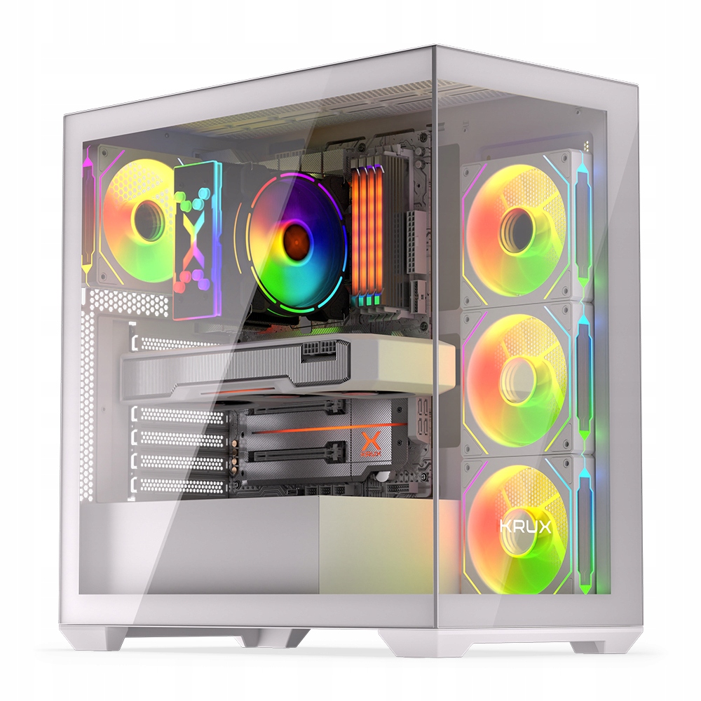 Obudowa Atx Krux Exo White, Atx, 4x120mm wentylatory Argb, do 181mm Cpu