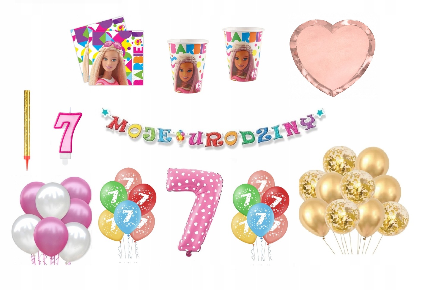 

Zestaw Barbie 7 Urodziny Balony