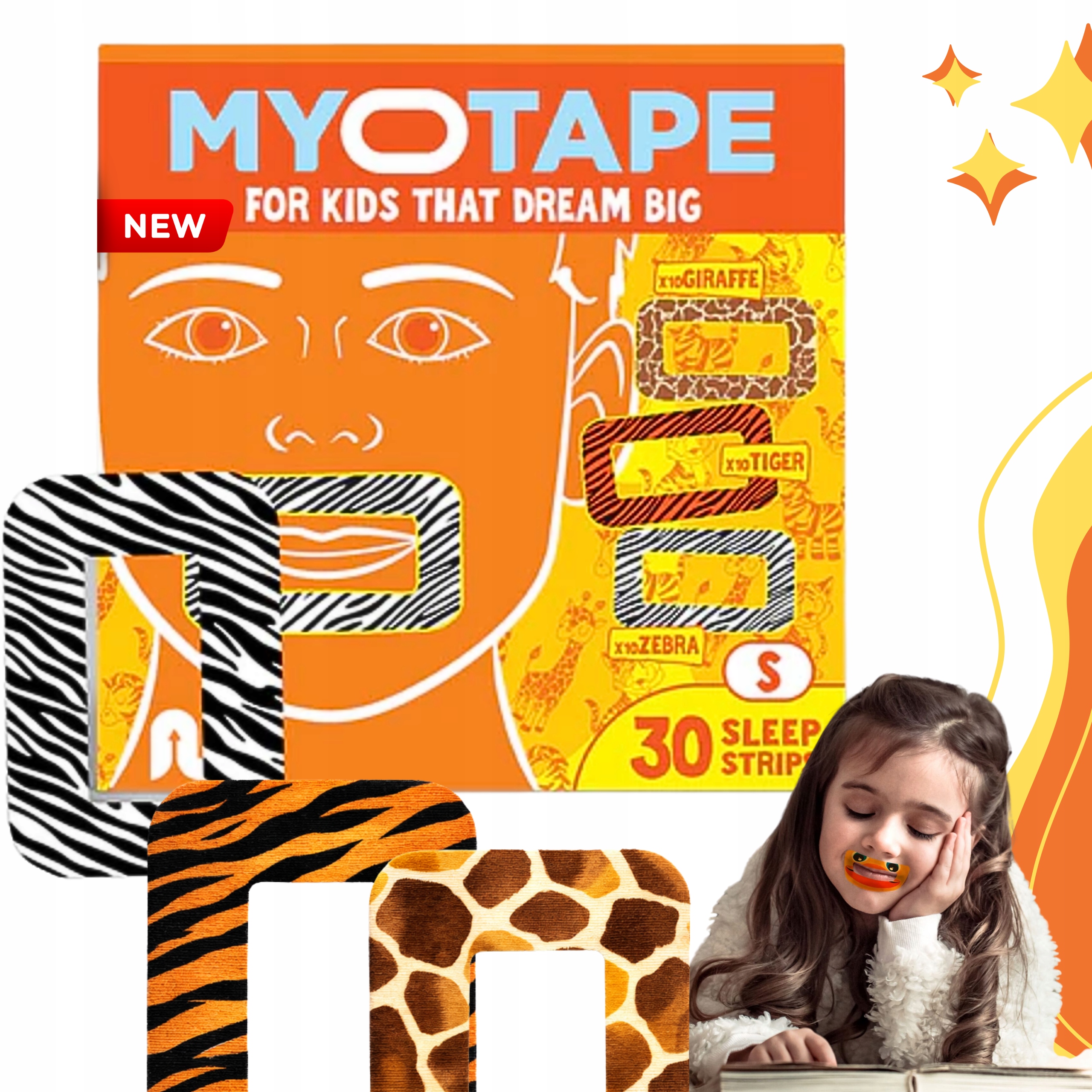 MyoTape Plastry dla Dzieci Ortodontyczne Na Usta Sen Kolorowe 90szt Nowe