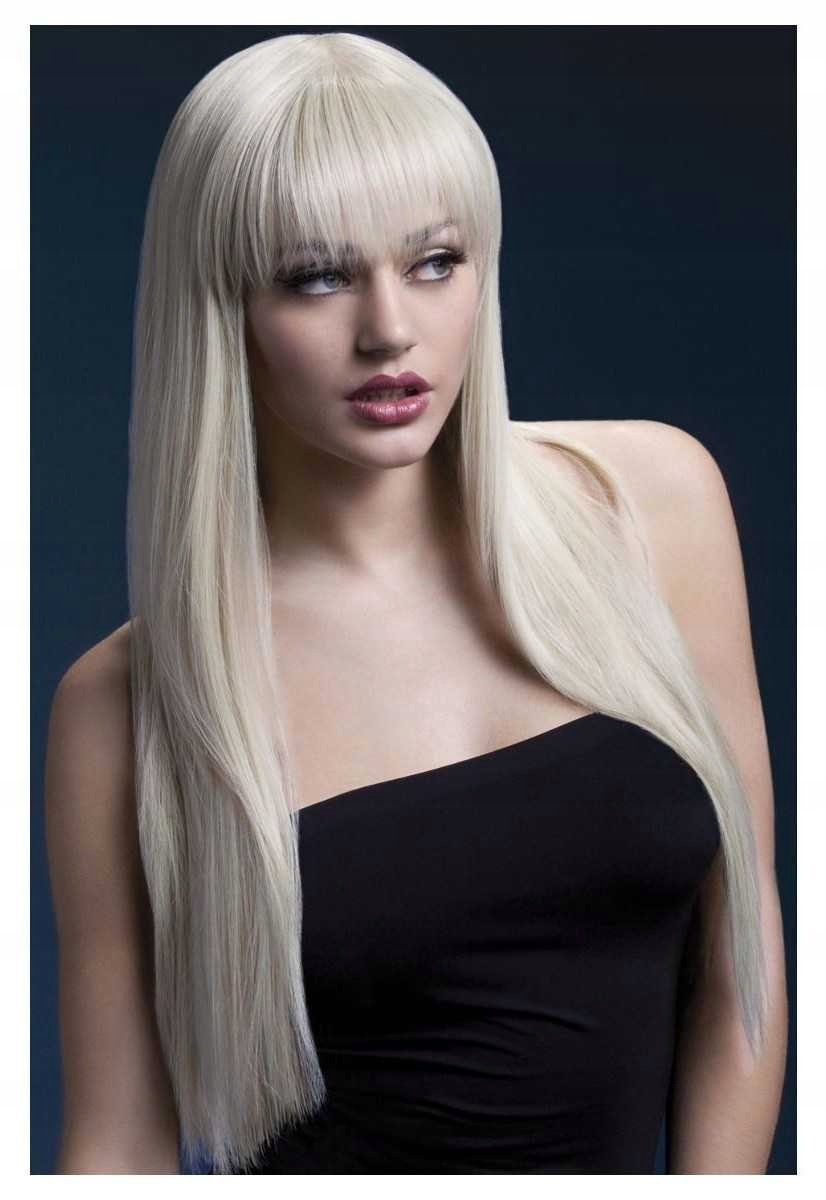 

Peruka Blond Długa Blondynka Platynowa Z Grzywką
