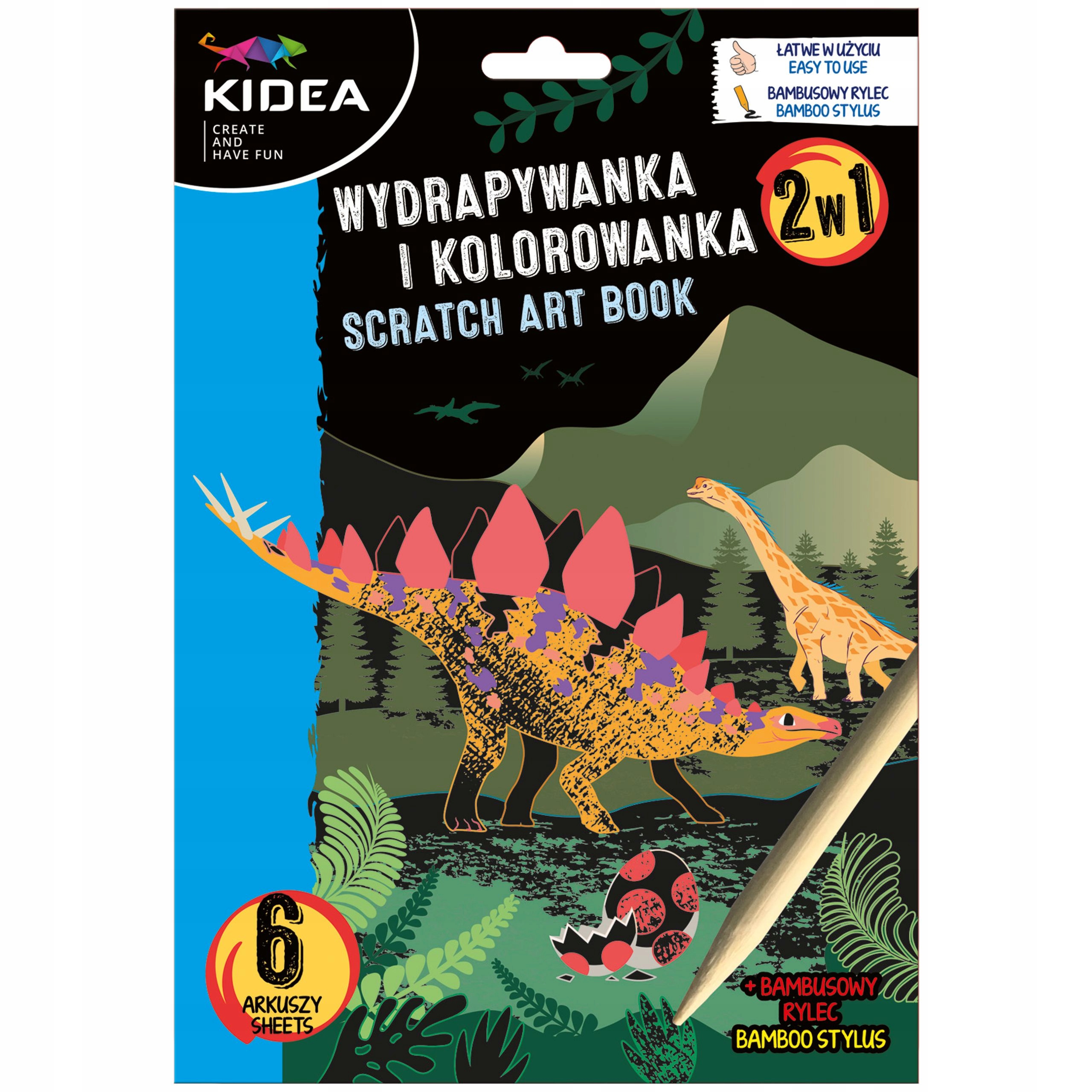 

Wydrapywanka Kolorowanka Dinozaury Rysik 6 Ark