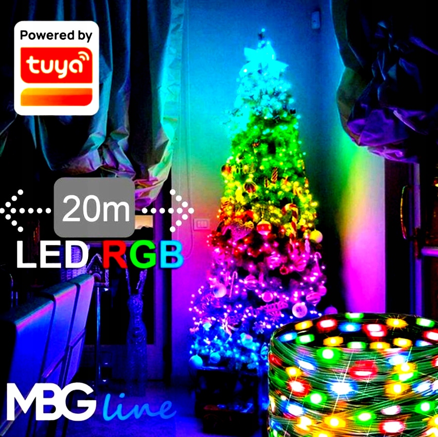 Lampki CHOINKOWE LED WiFi SMART taśma zielona 10m Zasilanie sieciowe