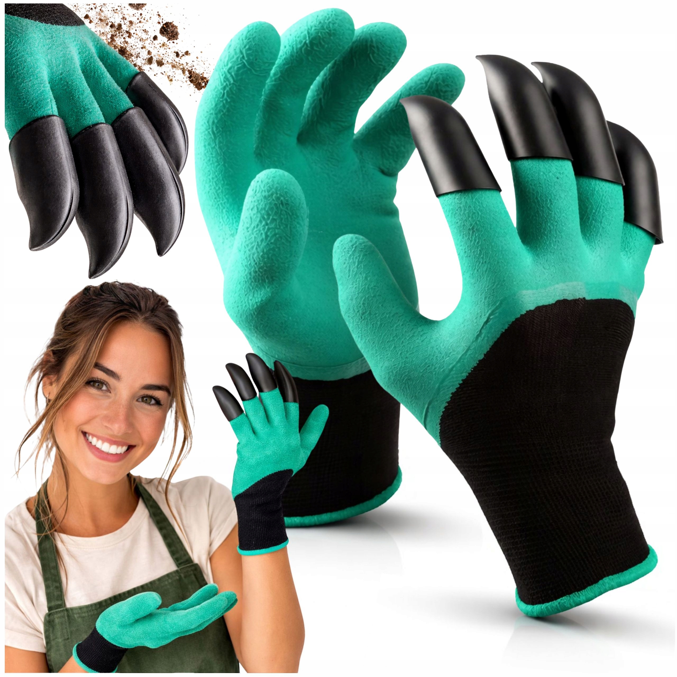 RĘKAWICE OGRODOWE ROBOCZE Z PAZURKAMI POWLEKANE OCHRONNE RĘKAWICZKI PAZURY