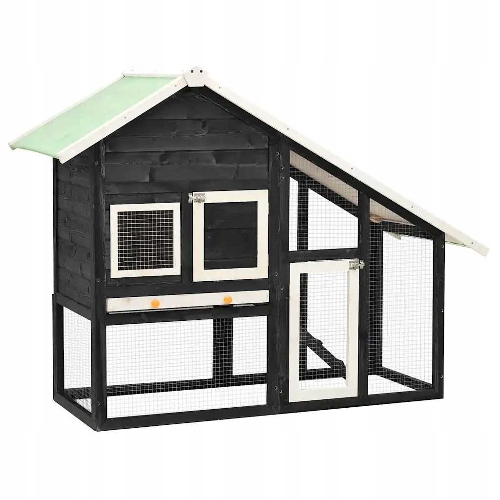 Levně Králíkárna šedá a bílá 140 x 63 x 120 cm masivní jedlové dřevo