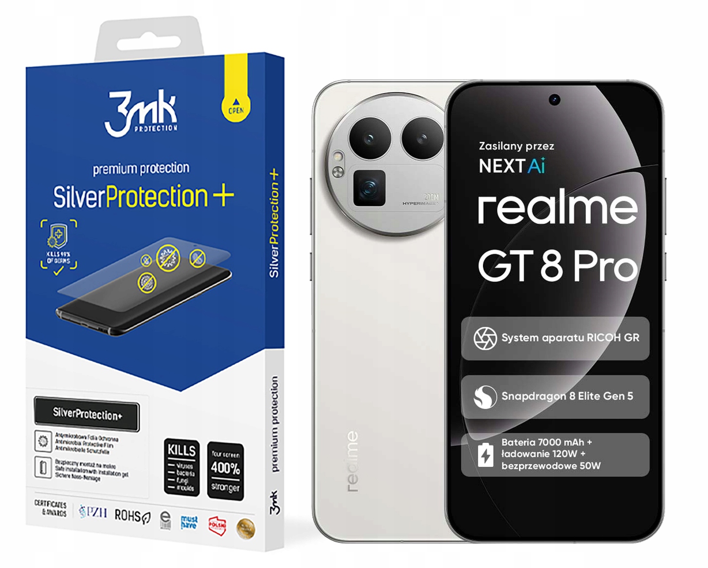 Antimikrobiálna fólia 3MK Silver Protection+ pre Realme GT8 Pro