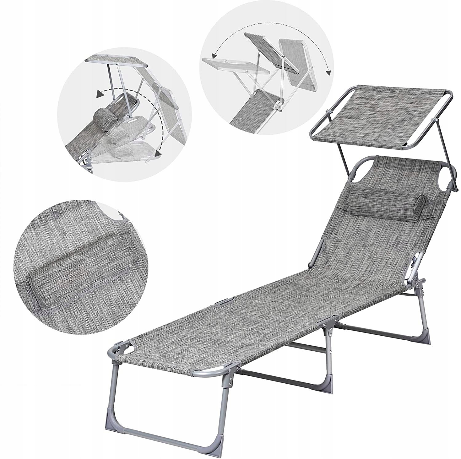 Sivé kovové Ležadlo Songmics r730