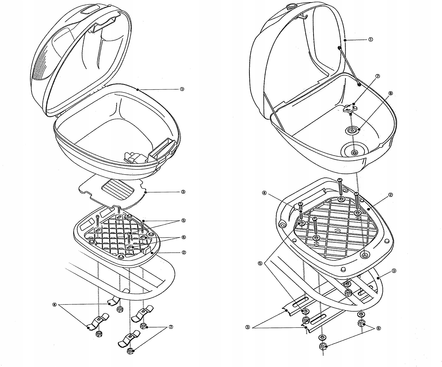 NOWY KUFER NA SKUTER MOTOCYKL 36 L NA 1 KASK Kolor czarny