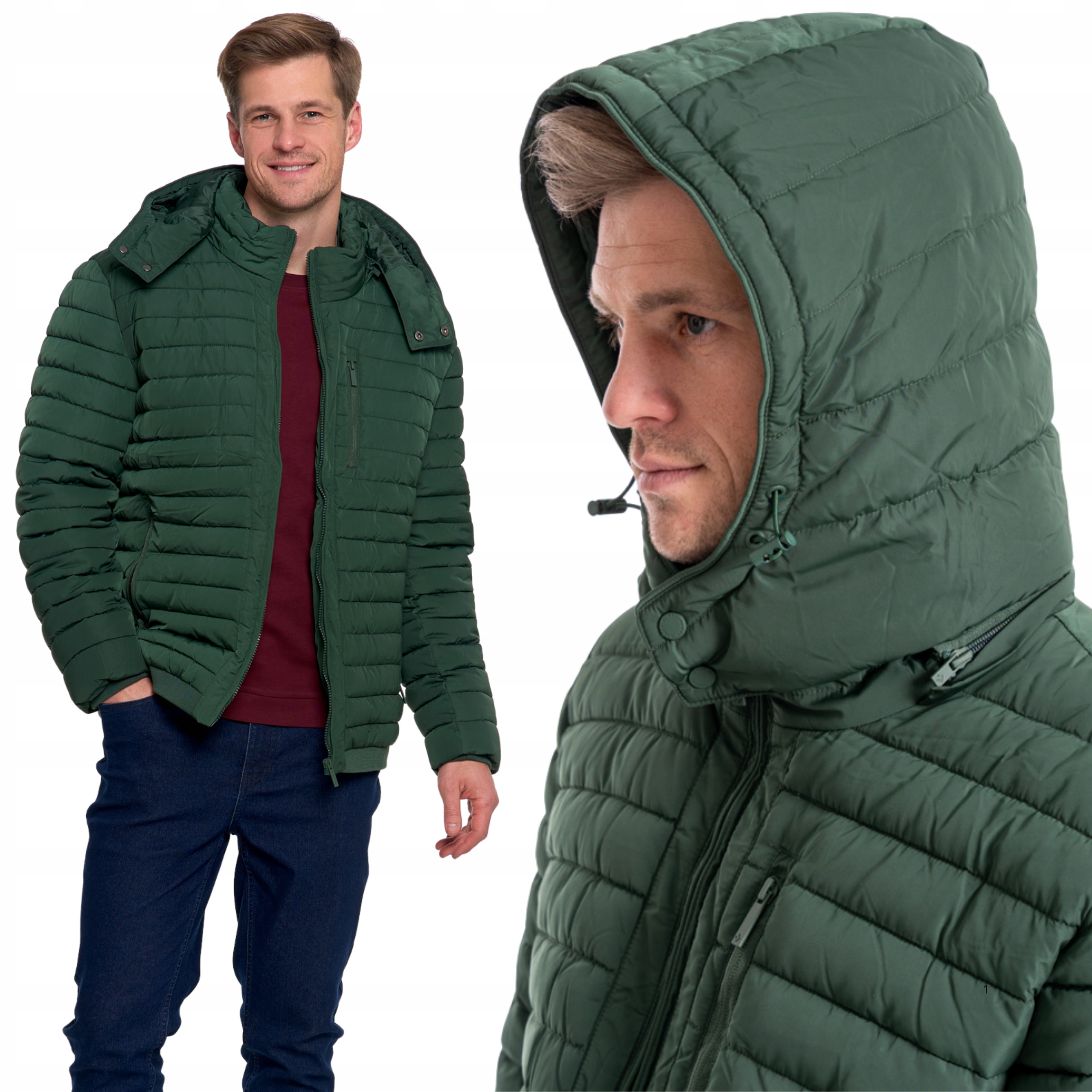 Pánská prošívaná bunda s mírně zateplenou podšívkou Odnímatelná Kapuce Moraj L