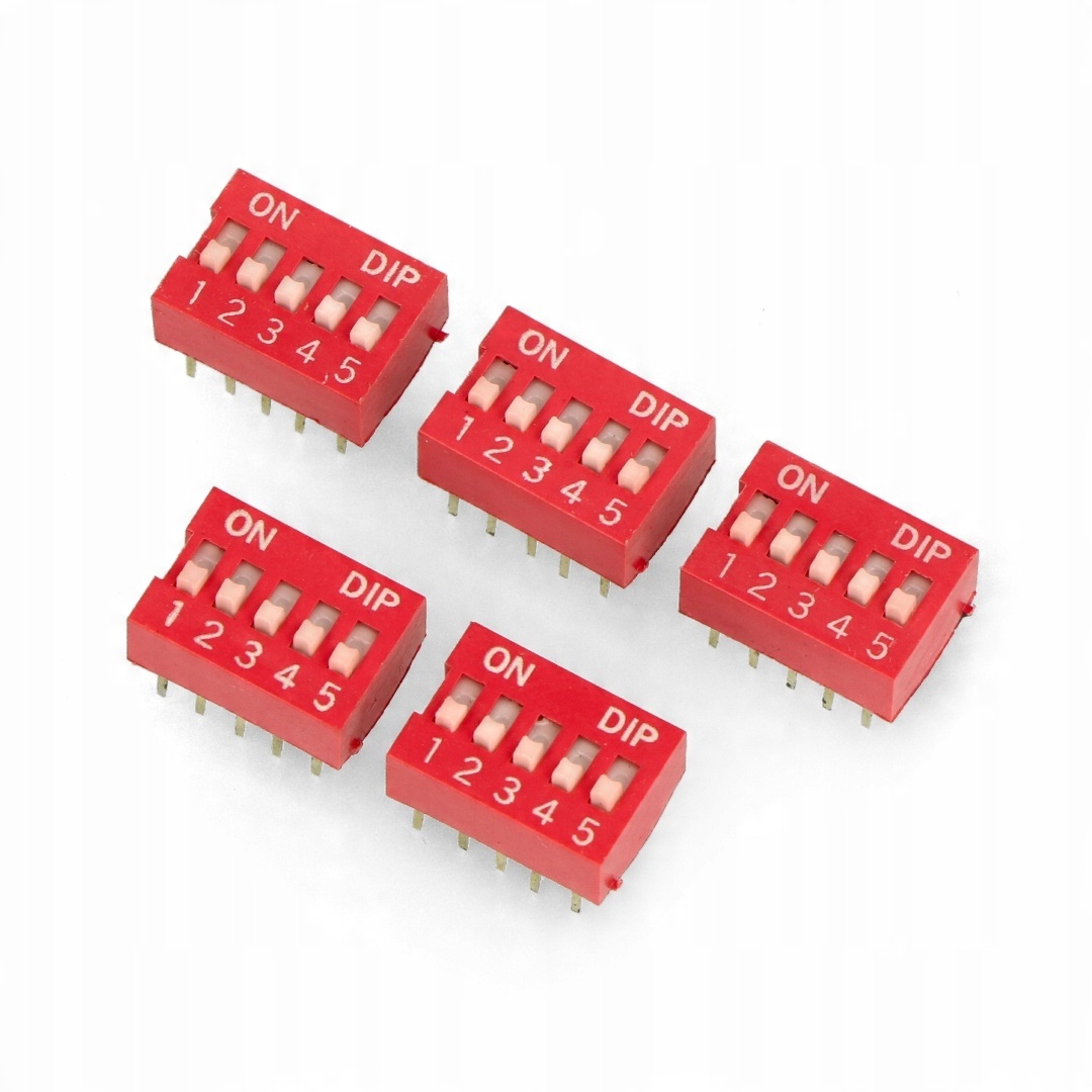 

Przełącznik Dip switch 5-polowy - czerwony - 5szt.