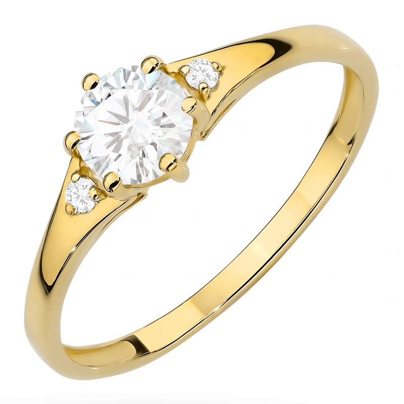 Złoty Pierścionek Obrączka pr. 585 14k z Białym Oczkiem Cyrkonia r. 18