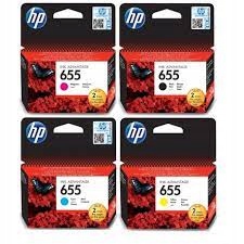 

4 X Tusz Hp 655 Cmyk Komplet Oryginał Faktur
