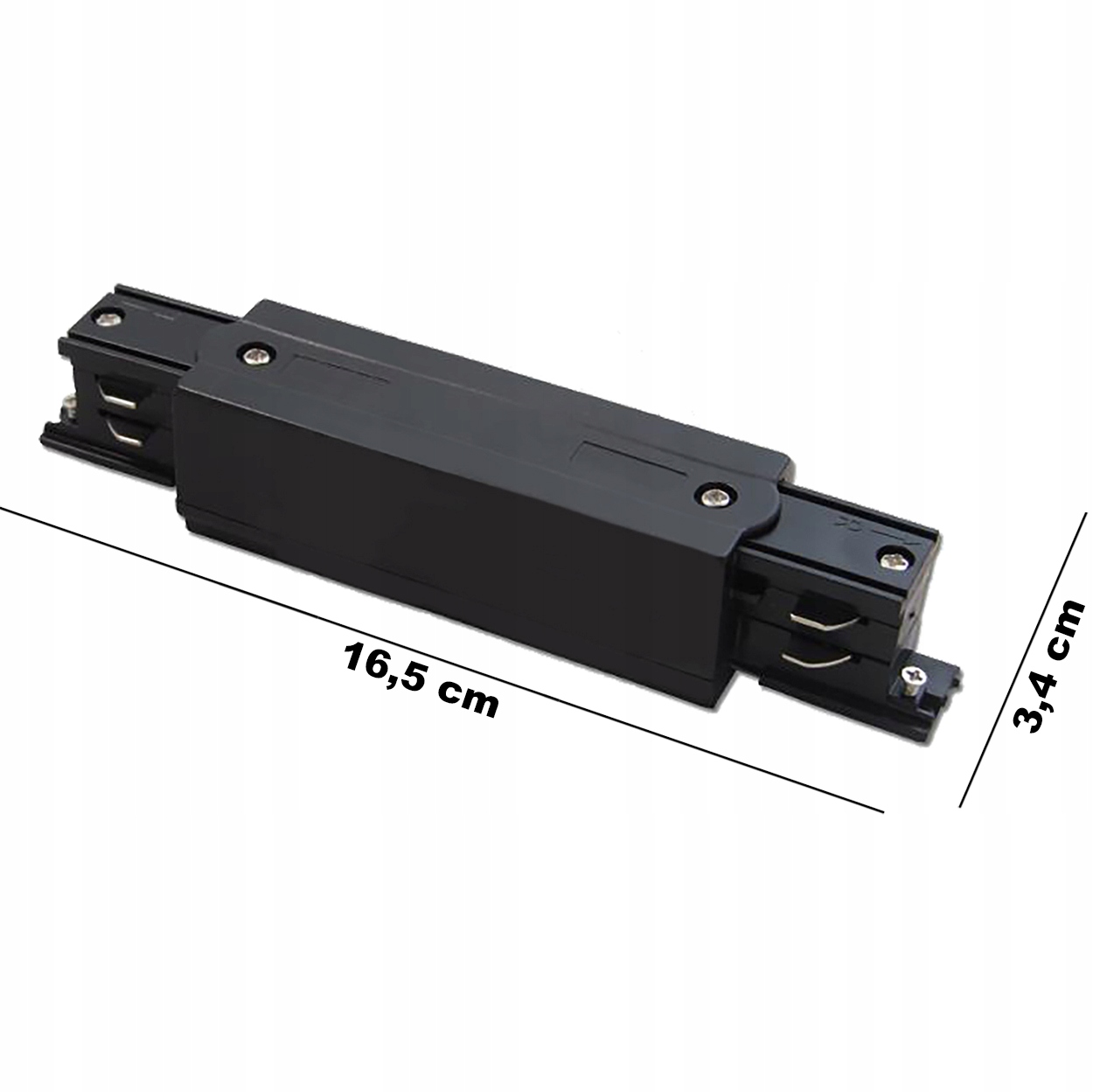 Łącznik Liniowy Prosty do Szyn Trójfazowych Czarny Długość 0.165 m