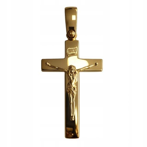 Zlatý plný rovný kříž 585 s velkým přívěskem 52 mm, klasický vzor 13.99 g