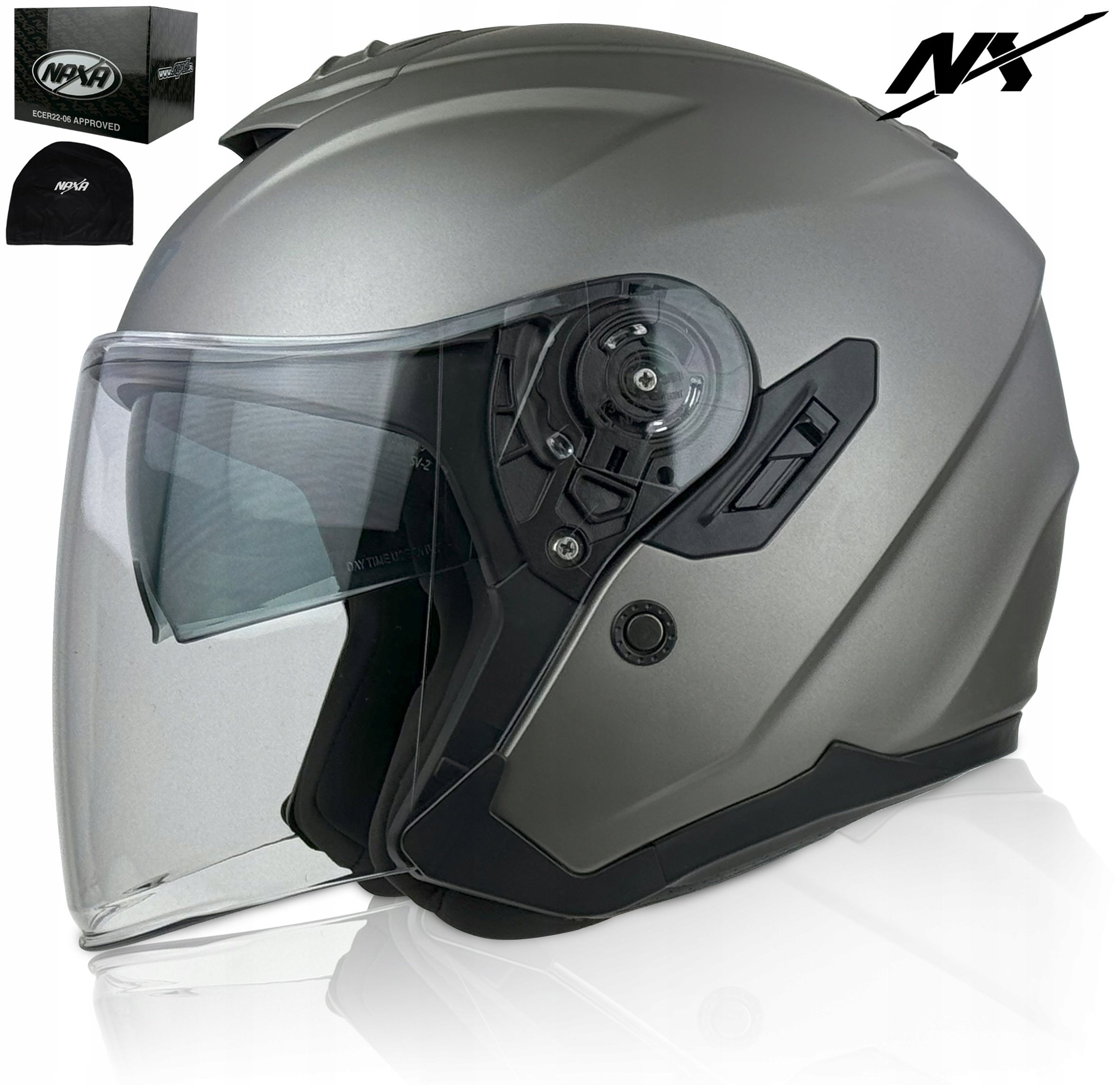 Naxa Otevřená Přilba Skuter Cruiser S28 vel. L|fiberglass|skleněné Vlákno|blenda