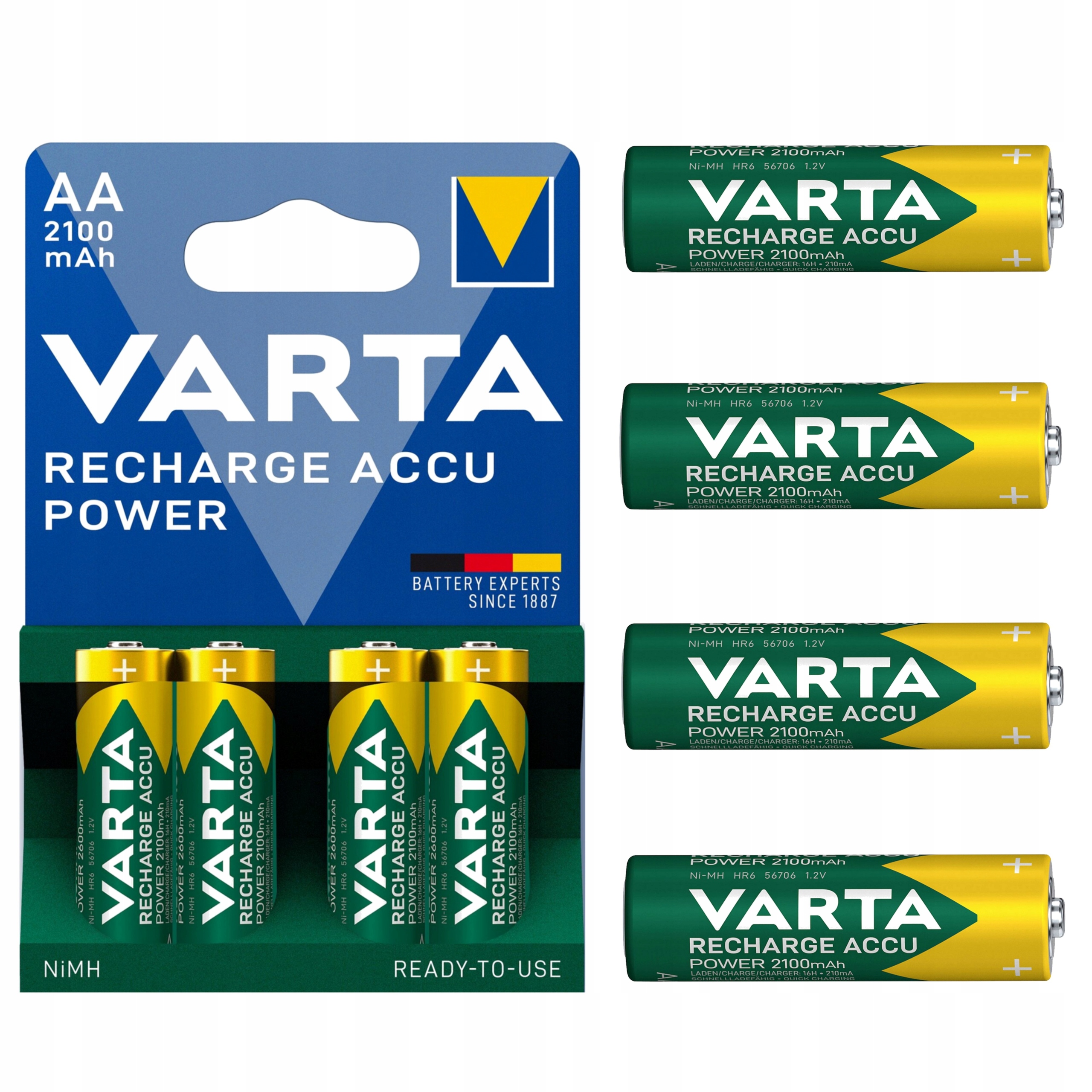 4x AKUMULATORKI baterie R2U VARTA R6 AA 2100mAh