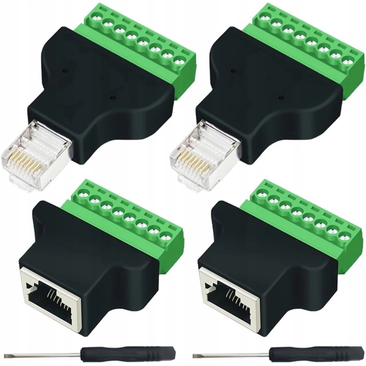 ADAPTER MĘSKI/ŻEŃSKI CZARNE RJ45 NA 8-PIN ZACISKI ŚRUBOWE, DO UTP CAT5/6/7