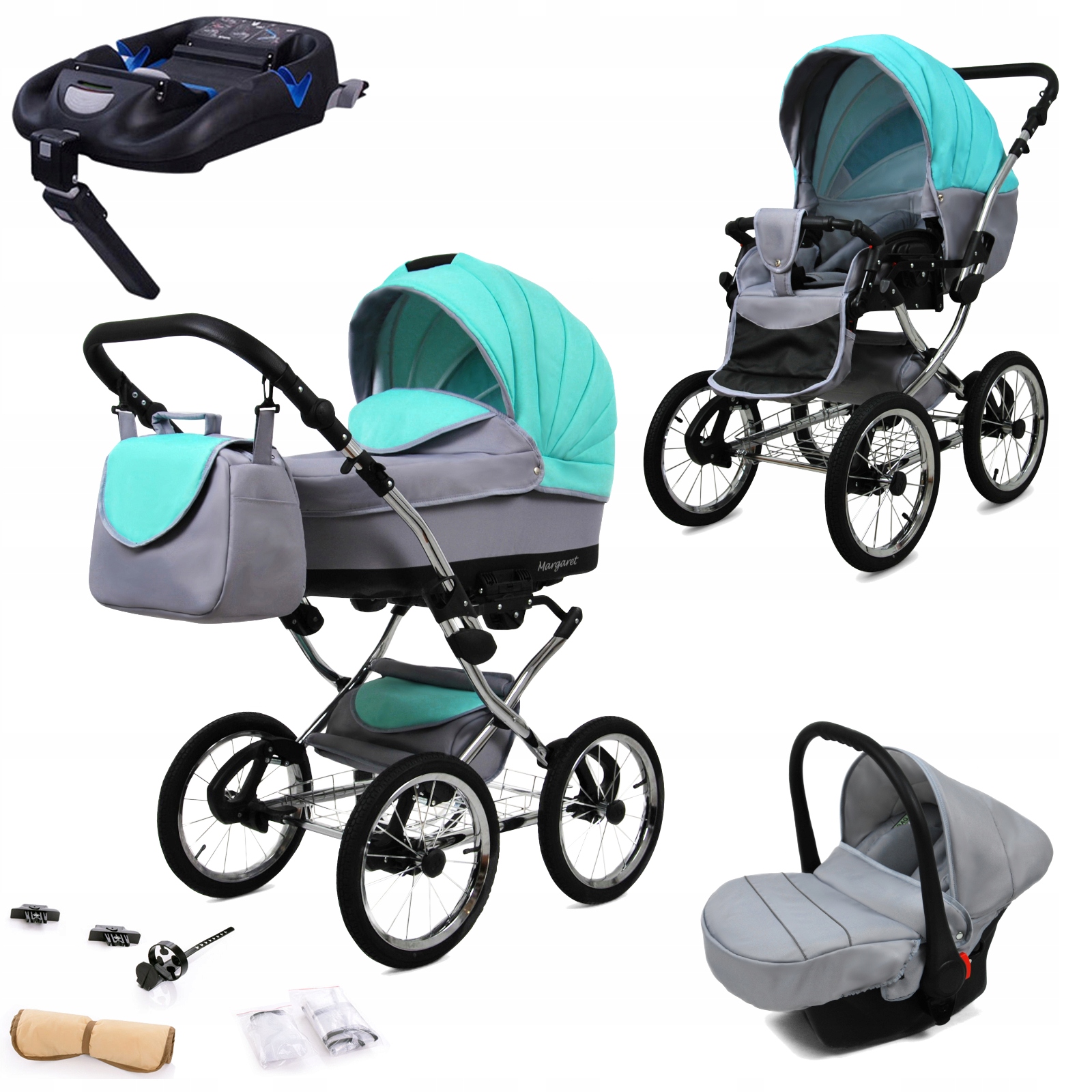 Wózek 4w1 BabyLux Margaret spacerówka gondola fotelik samochodowy Isofix