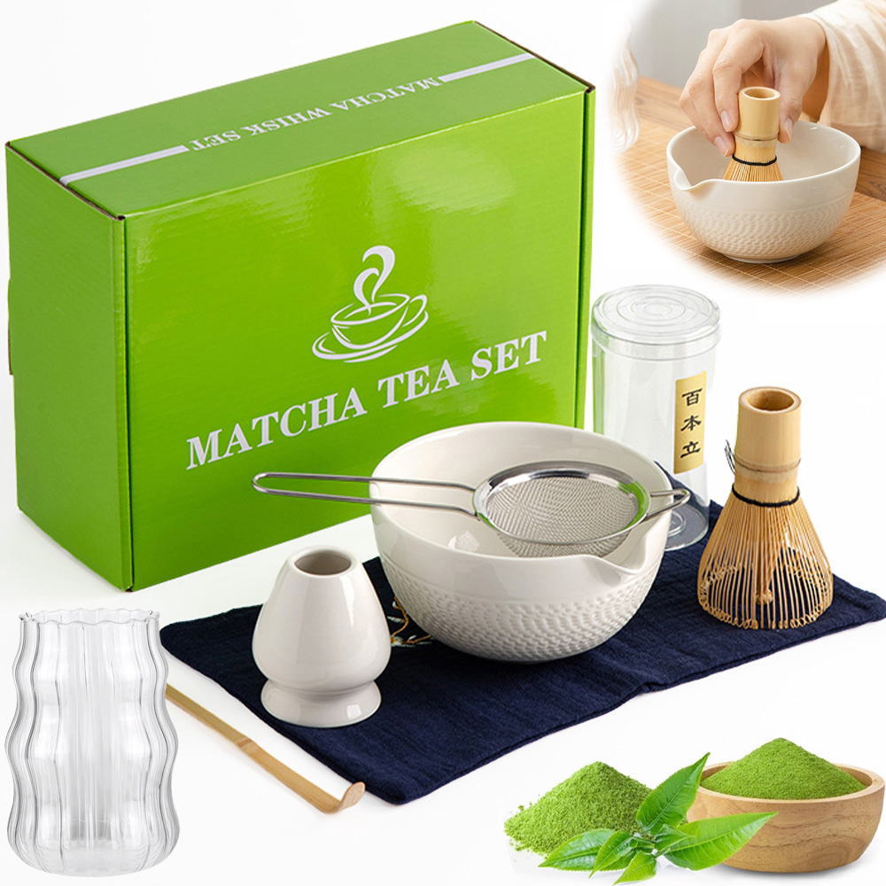 Levně Dárková Sada Čaje Matcha: Šálek Štětec, Stojan, Lžička