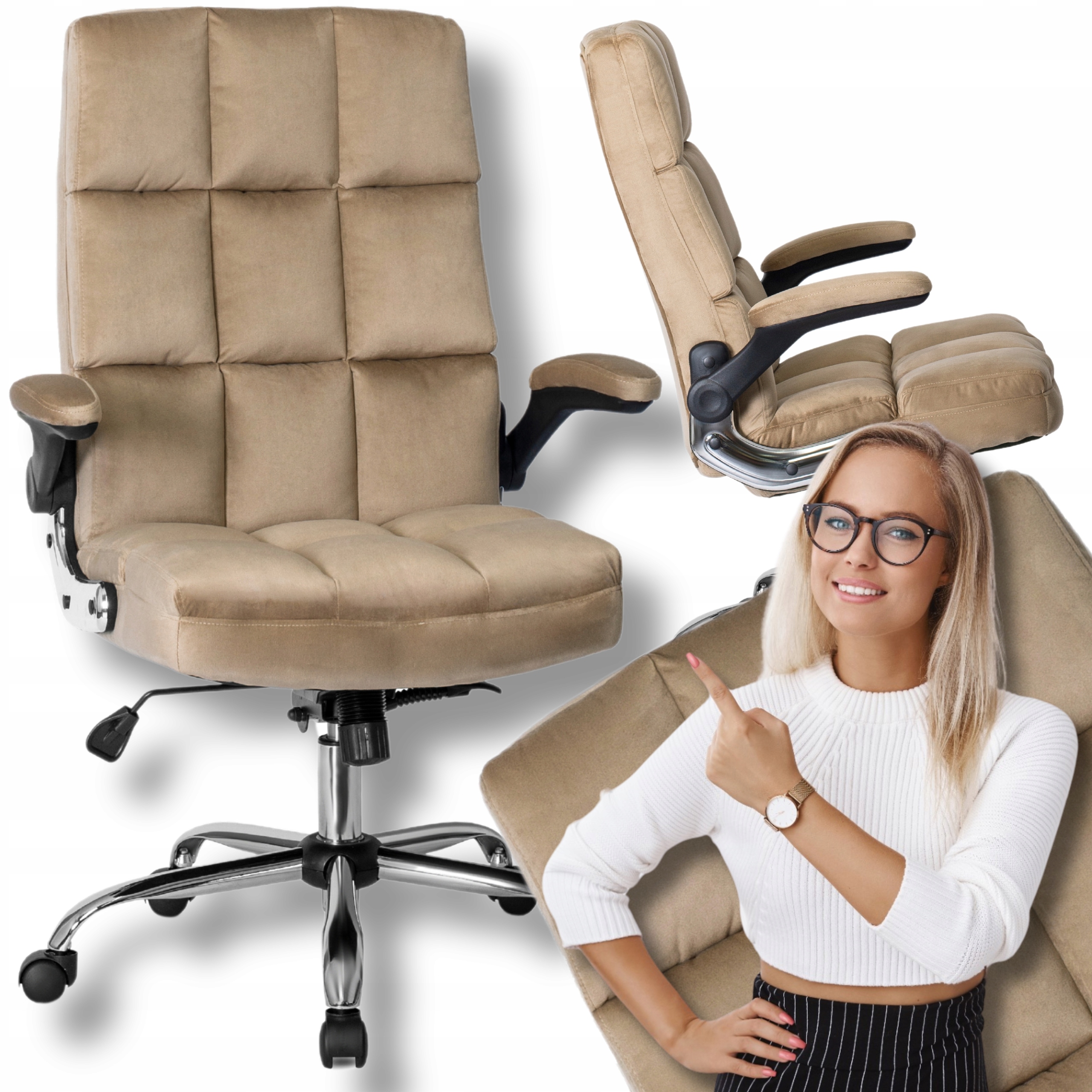 Otočné křeslo K Psacímu Stolu Kancelářské křeslo London Béžová