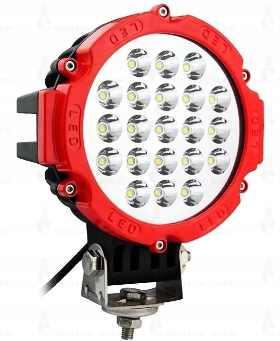 Halogenová Lampa 21 Led Světlomet Ocelové Pouzdro 63W 12V 24V Červená