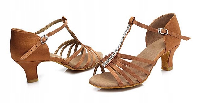 Buty Do Tańca Taneczne Brązowe Z Cyrkoniami 5cm