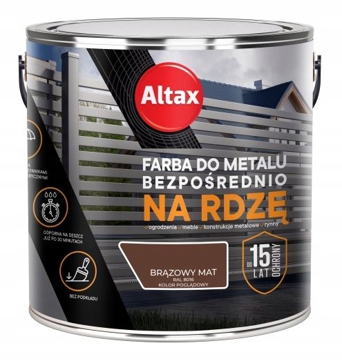 Altax Farba Do Metalu Na Rdzę Ral 8016 Brązowy Mat 2.5L
