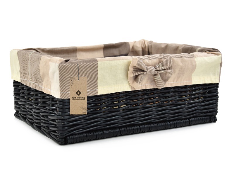 Černá proutěná krabička s vložkou Organizér z proutí 35x26 H14 cm