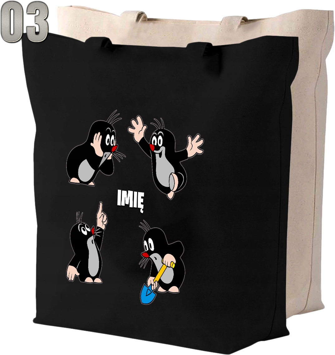 Torba bawełniana KRECIK + IMIĘ Materiał dominujący bawełna