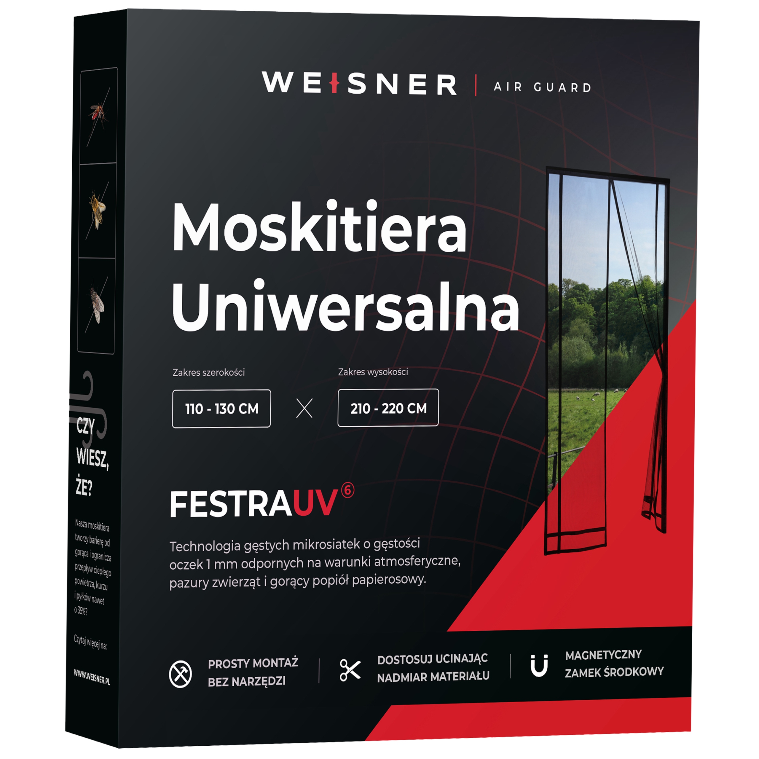 Weisner Moskitiera Magnetyczna Drzwi Owadom Balkonowa 110/120/130 x 210/220