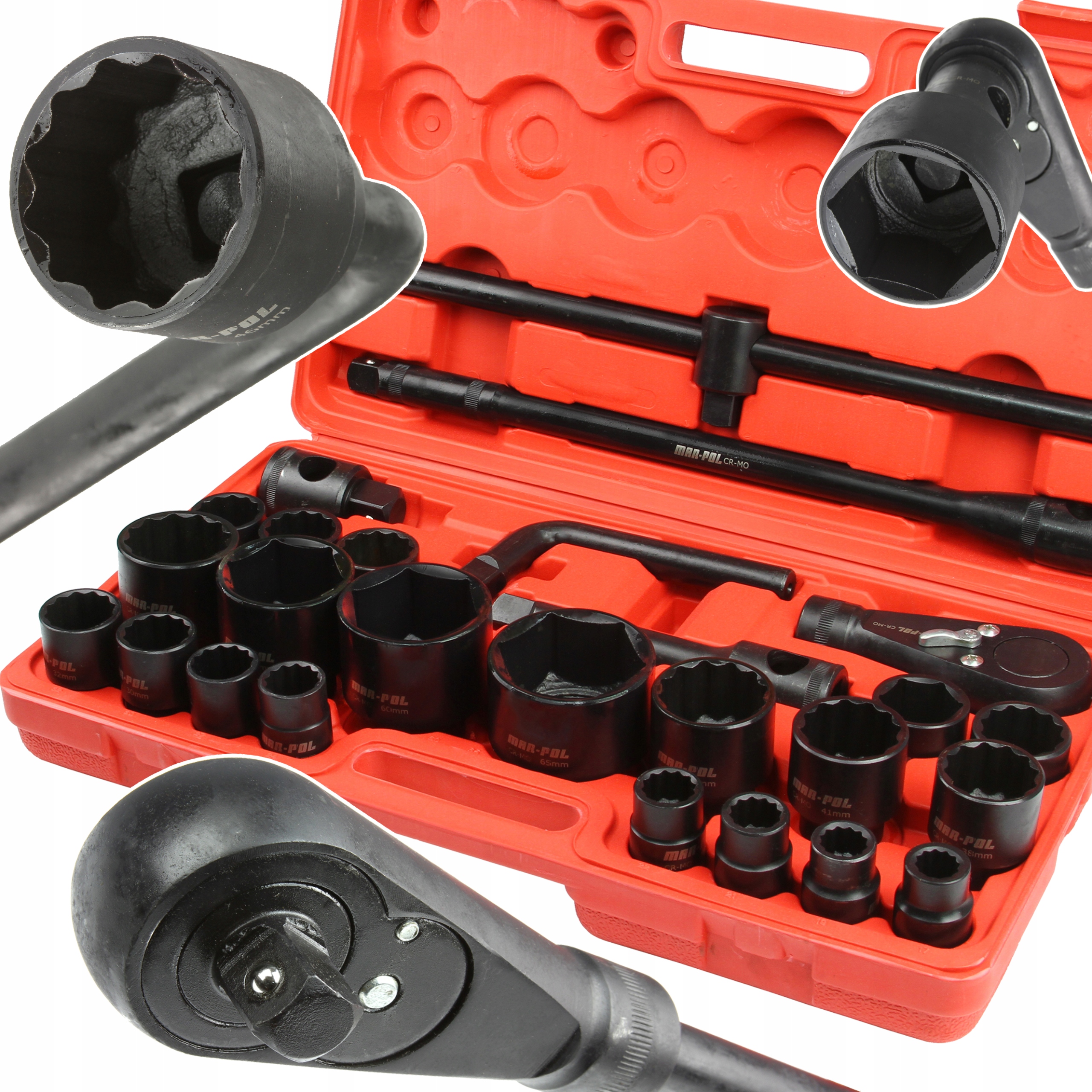 Nástrčné Kľúče Príklepová Sada Tir 3/4''+1" 6-hranné & 12-hranné 26ks