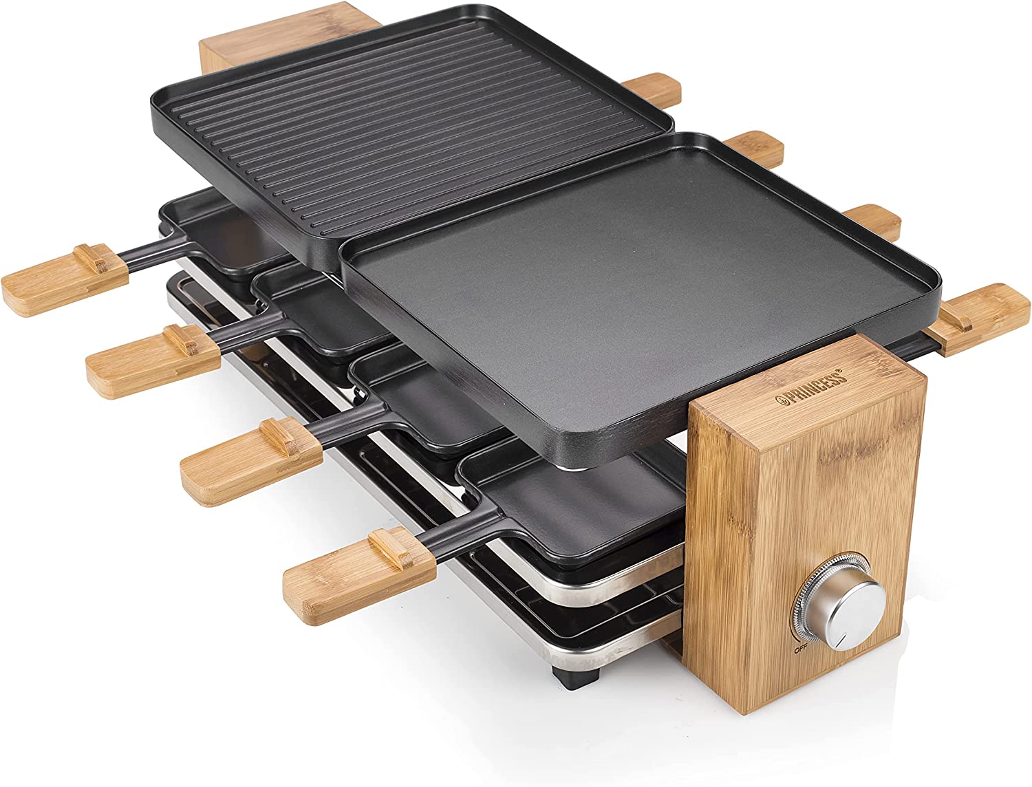 GRILL RACLETTE ELEKTRYCZNY 1200 W Princess Pure 8 Kolor dominujący czarny
