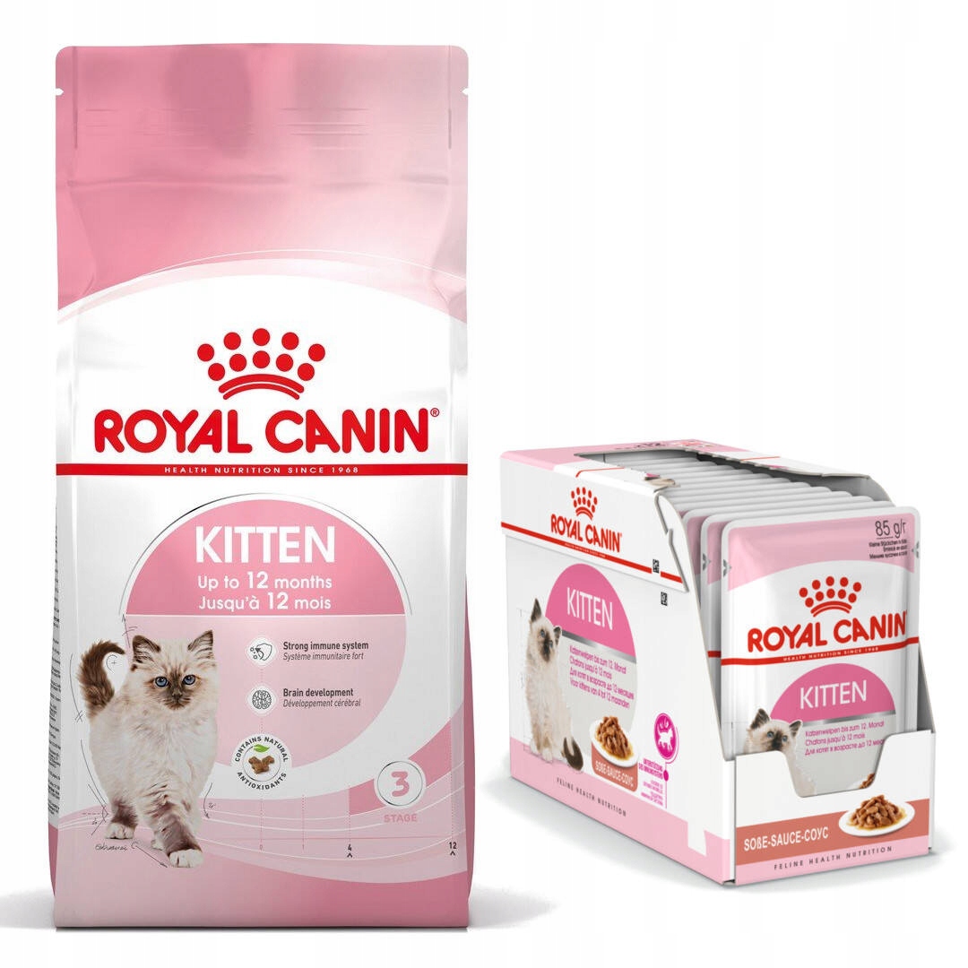 Royal Canin Kitten 10 kg Krmivo pro koťata +12 x 85 g Vlhké Krmivo v omáčce