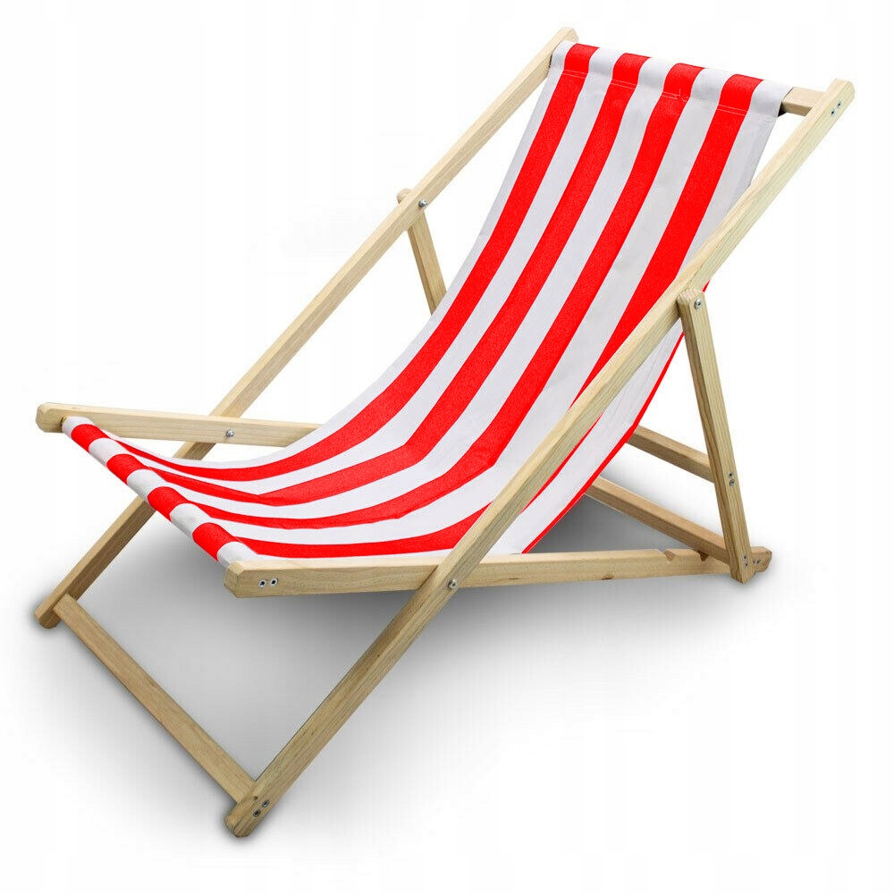 

Biało-czerwony Leżak Plażowy Ogrodowy Duży Fotel