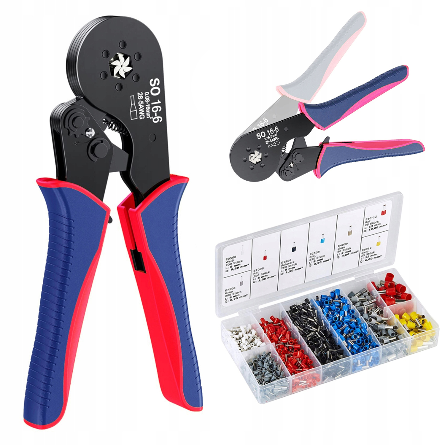 Sada Svorkových Kleští Na Kabely 0.08-16 MM² 1200 Kabelových Koncovek