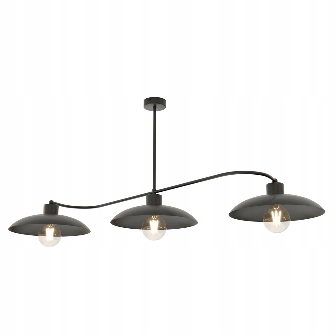 Trojitá industriálna stropná lampa čierna do jedálne a obývačky 113 cm Emibig