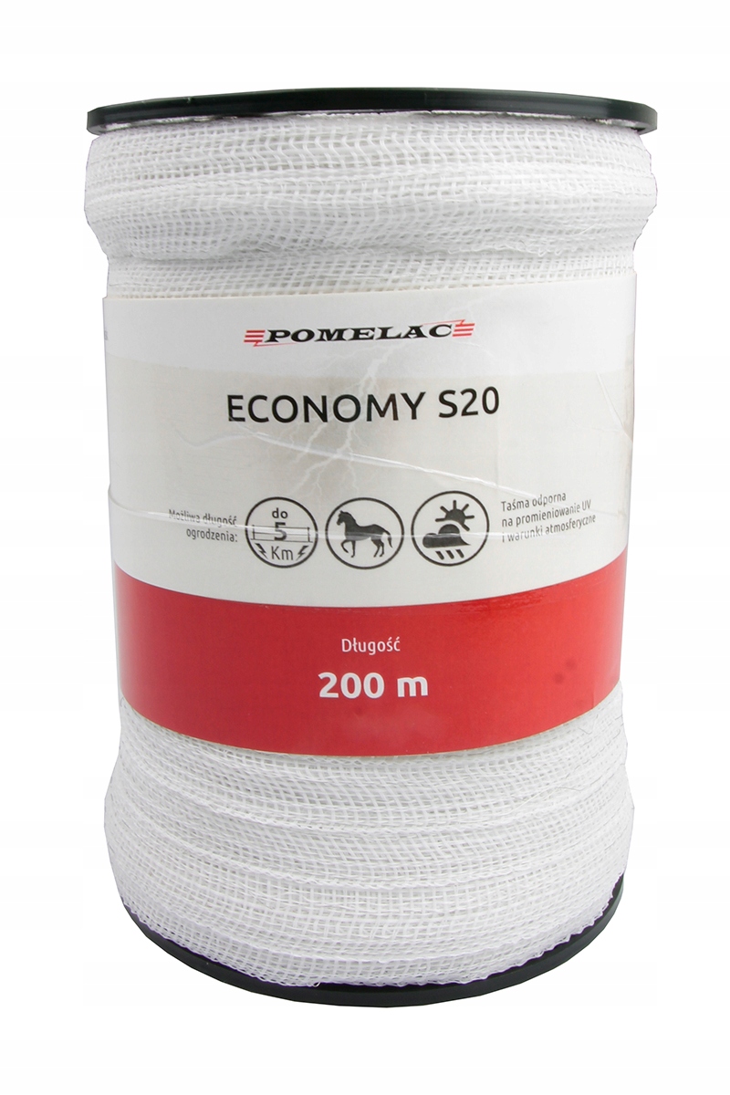 

Biała Tasma Dla Koni pastuch 2cm x200m Pomelac