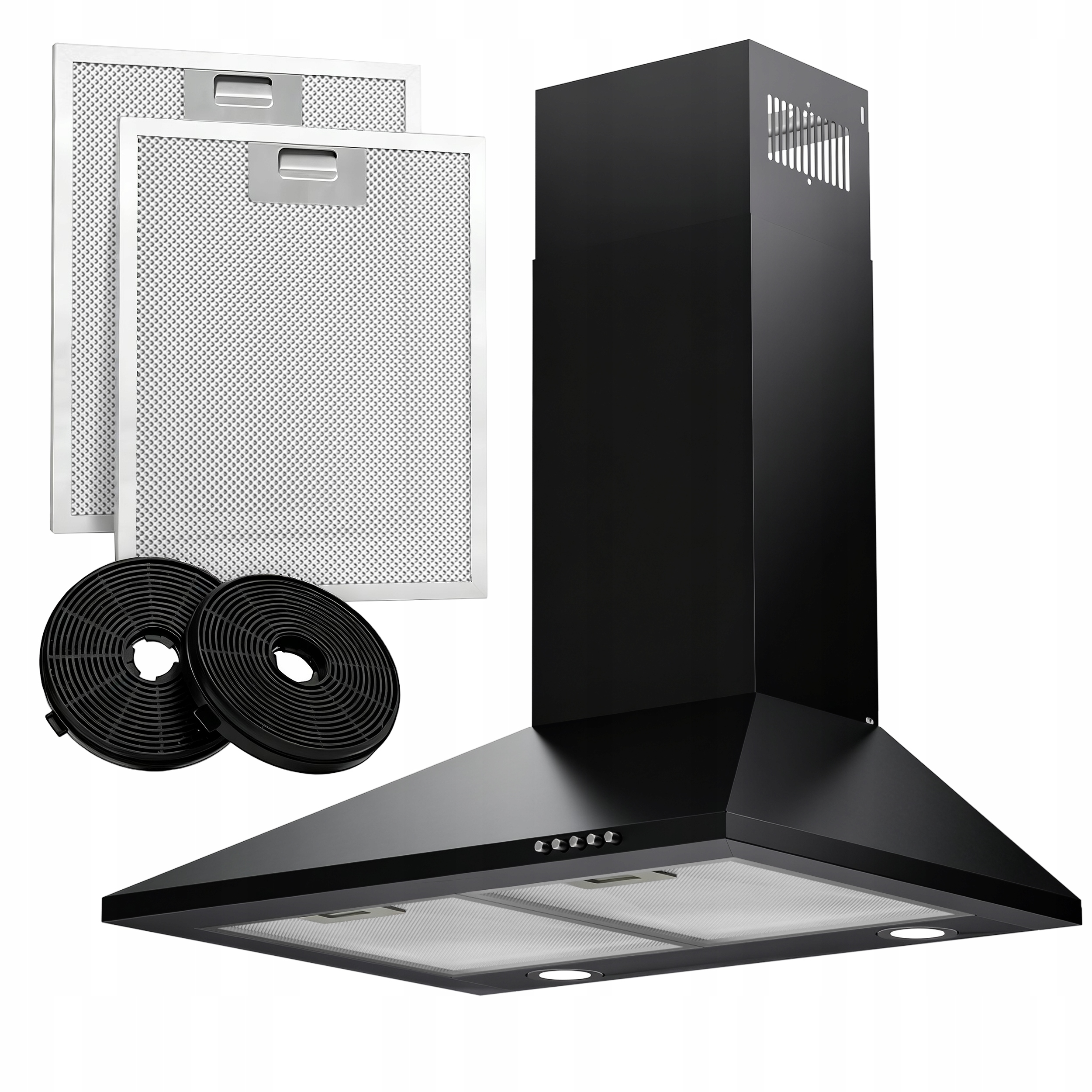 Okap Kominowy 60cm Kuchenny Pochłaniacz Led Przyścienny Czarny 316 m³/h