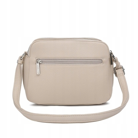 Damska Torebka Listonoszka LUIGISANTO Beżowa Trzykomorowa z Paskiem Marka Luigisanto