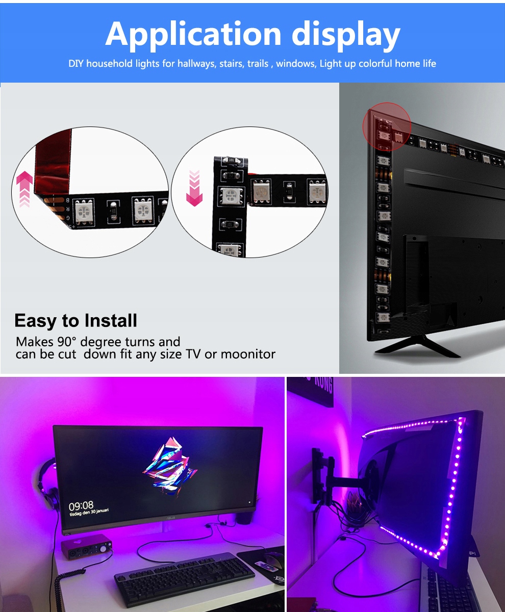 TAŚMA LED 5050 RGB TV USB BLUETOOTH 2m Model TAŚMA LED 2M TV