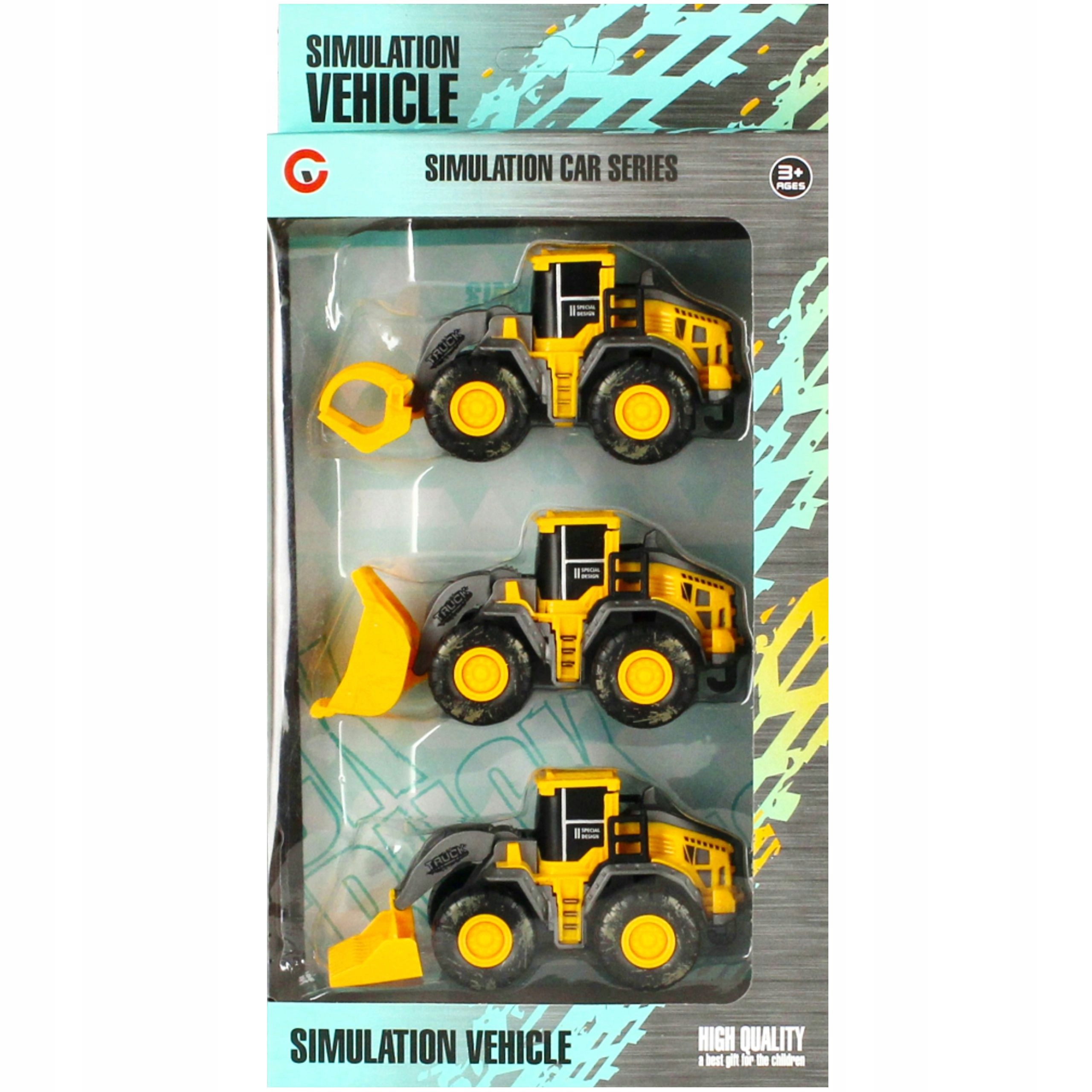 ZESTAW POJAZDÓW BUDOWLANYCH dla dzieci 3 sztuki MEGA CREATIVE samochody Wiek dziecka 3 lata +