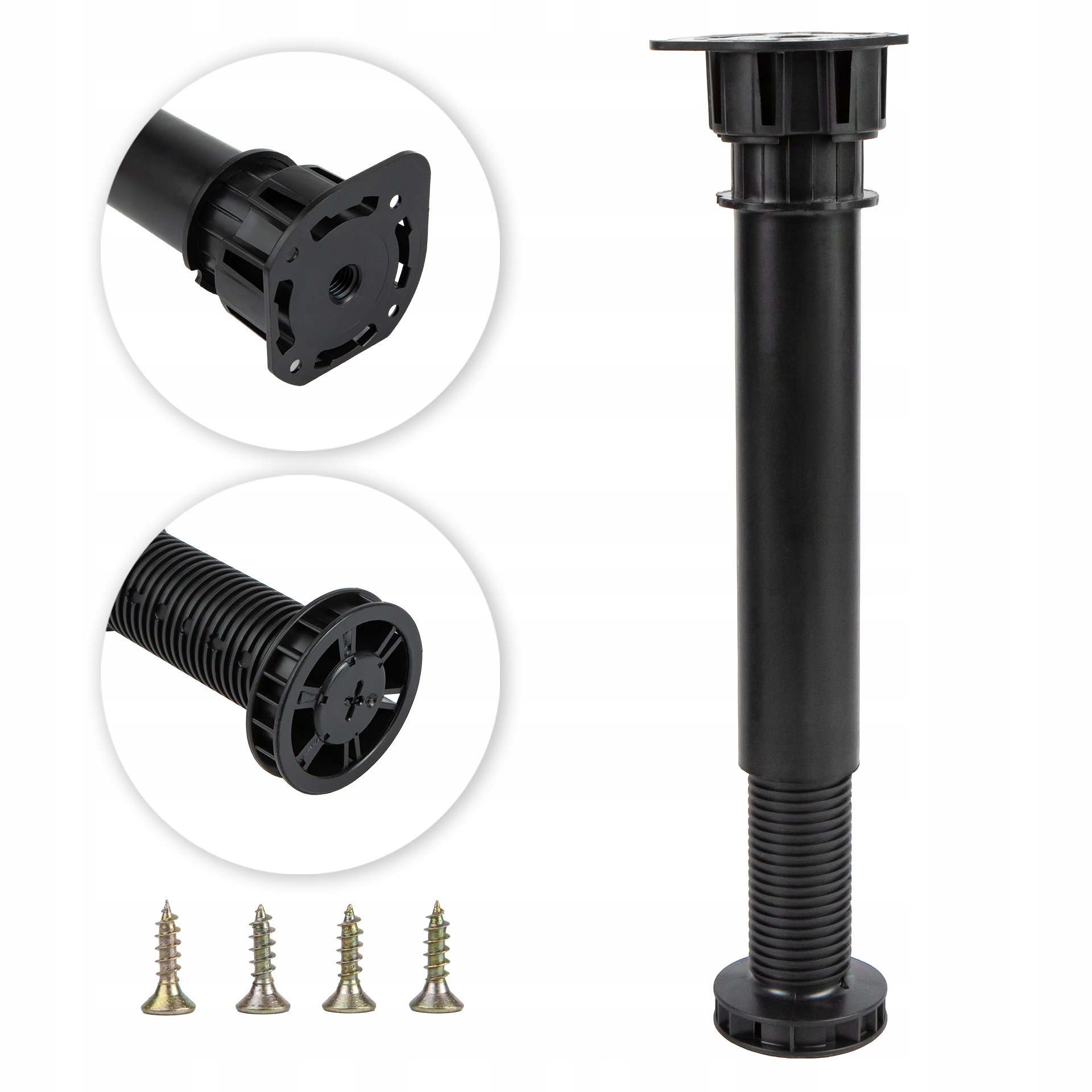 Noha nábytku vystužená H-250 mm (200-255 mm) Nosnosť 400 kg Skrutky 100 ks