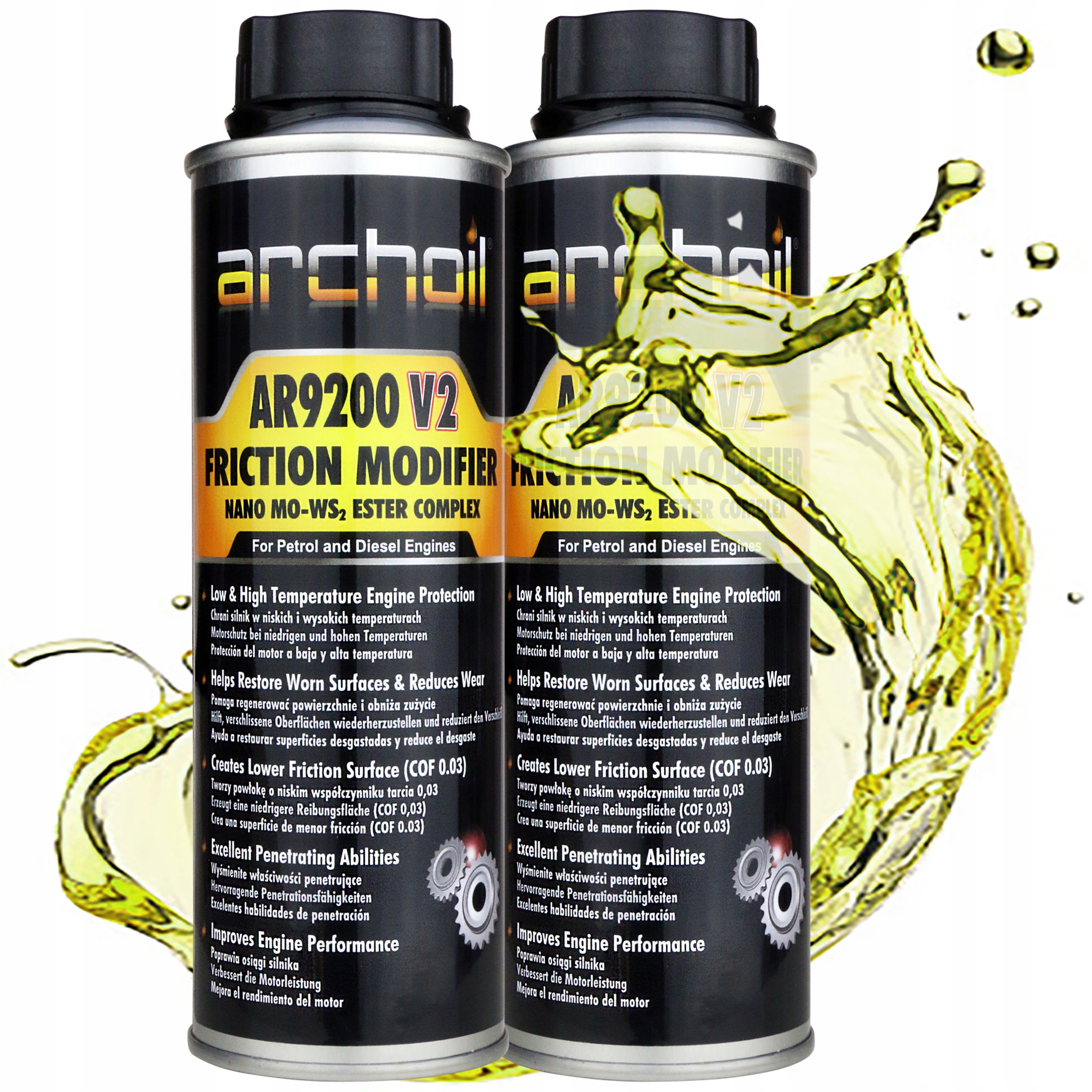 Modyfikator Tarcia Zmniejsza Tarcie Archoil AR9200 V2 Nano Mo-WS2 200ML x2