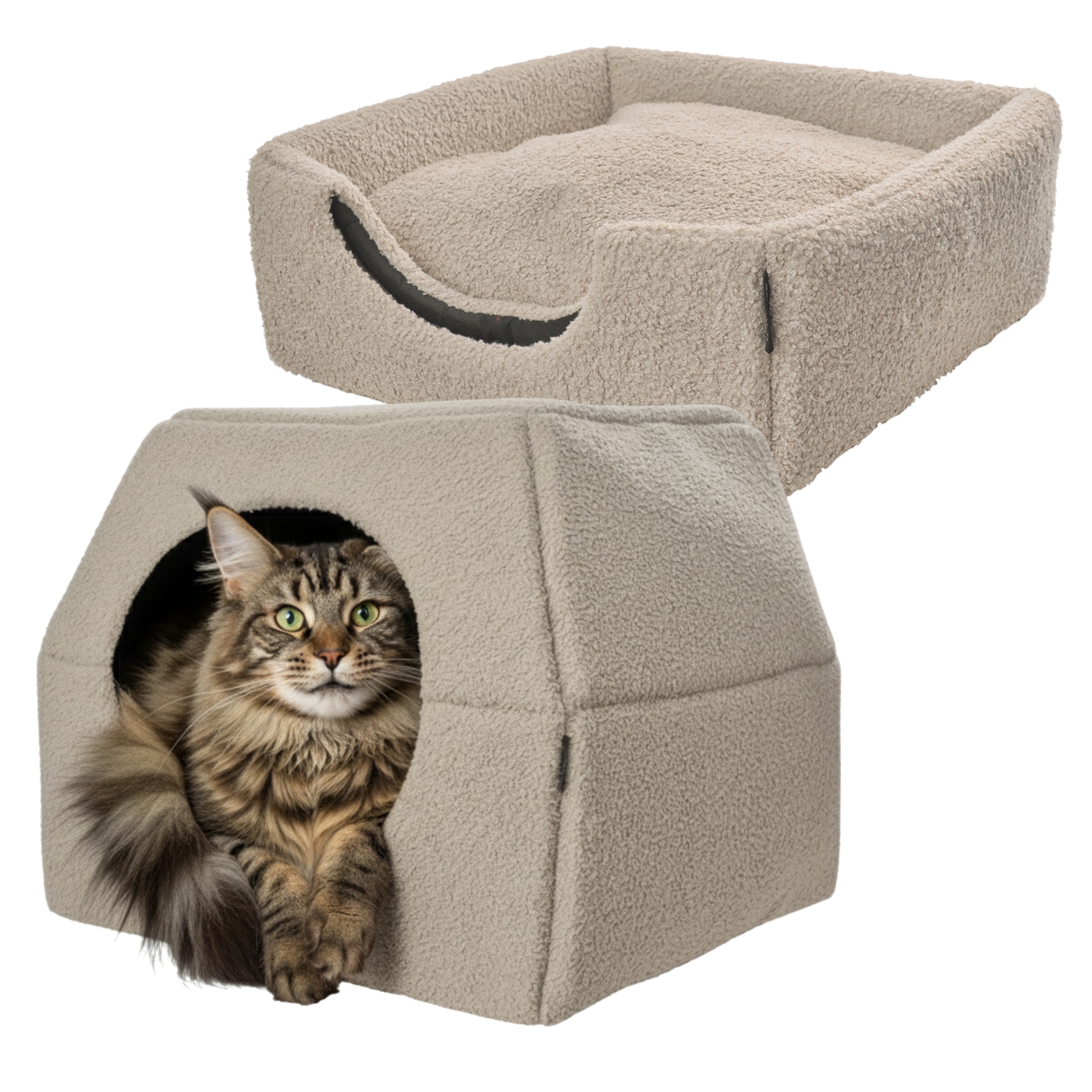 Levně Pelíšek Domek Budka 2v1 pro psa kočku Potah Protiskluzové 70x70 cm XL